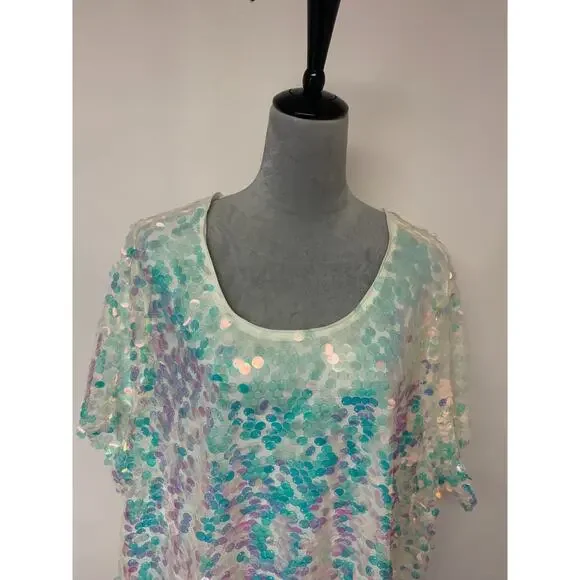 Torrid Top Iridescent Sequins Glam Bling Holiday Special Event Womens SZ 4(26) - Picture 2 of 8